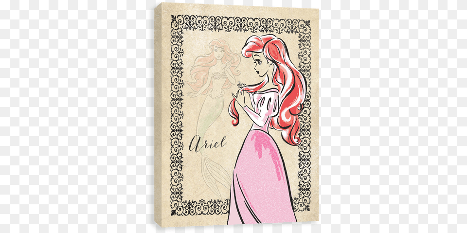 Fashionista Vintage Glitter Ariel Disney Canvases By Entertainart Disney Princess Ariel, Book, Publication, Home Decor, Person Free Transparent Png