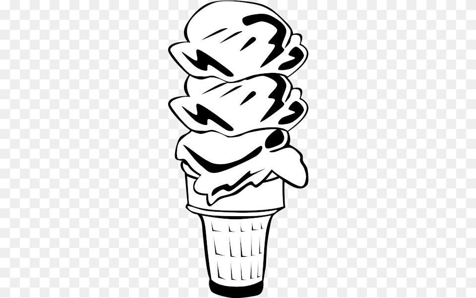 Fast Food Desserts Ice Cream Cone Triple Ice Cream Cone Clip Art, Dessert, Ice Cream, Stencil, Baby Free Png Download