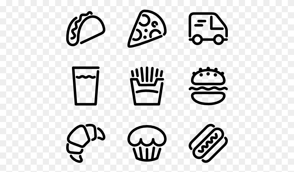 Fast Food Snacks Icons, Gray Free Transparent Png