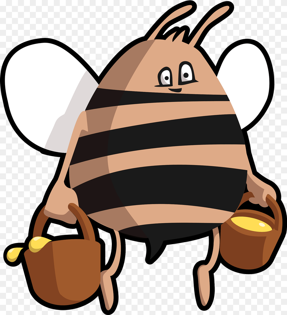 Fat Bee With Honey Pots Clipart, Animal, Honey Bee, Insect, Invertebrate Free Png Download