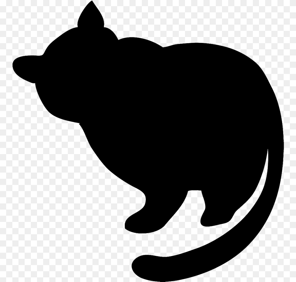 Fat Black Cat Silhouette Fat Cat Silhouette, Pet, Mammal, Animal, Male Free Png