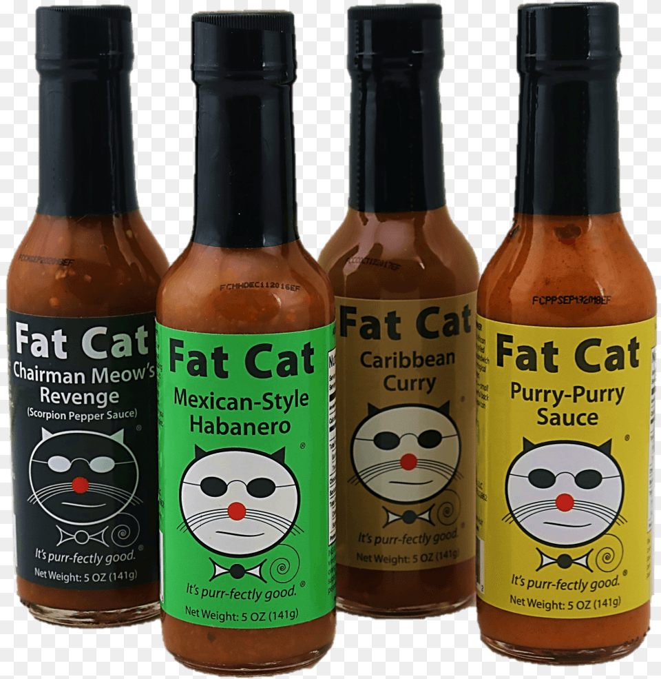 Fat Cat Hot Sauce Sampler Pack Cats Meow Hot Sauce, Alcohol, Beer, Beverage, Food Free Transparent Png