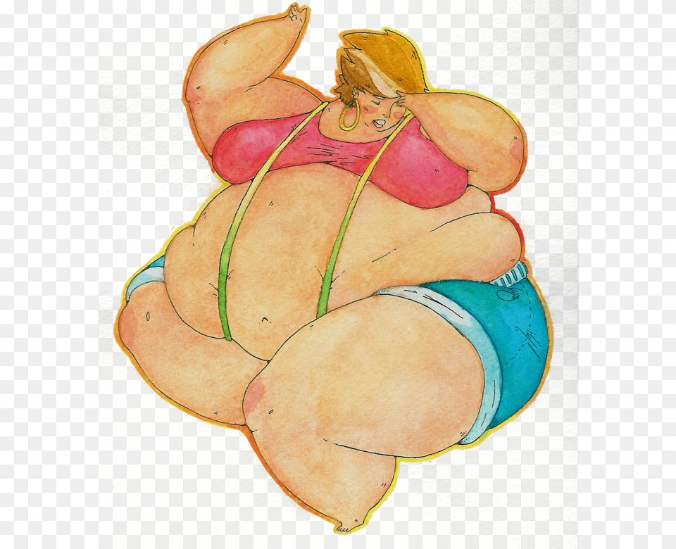 Fat Girl Watercolor By Nastyjungle Fat Woman Art, Baby, Person, Leaf Free Transparent Png