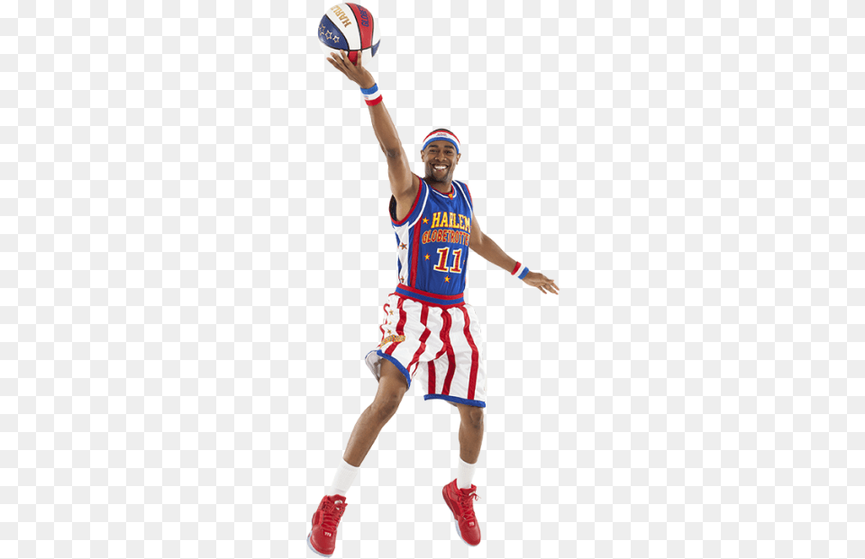 Fat Guy Basketball Clipart Banner Harlem Globetrotters Basketball, Clothing, Shorts, Person, Footwear Free Png Download