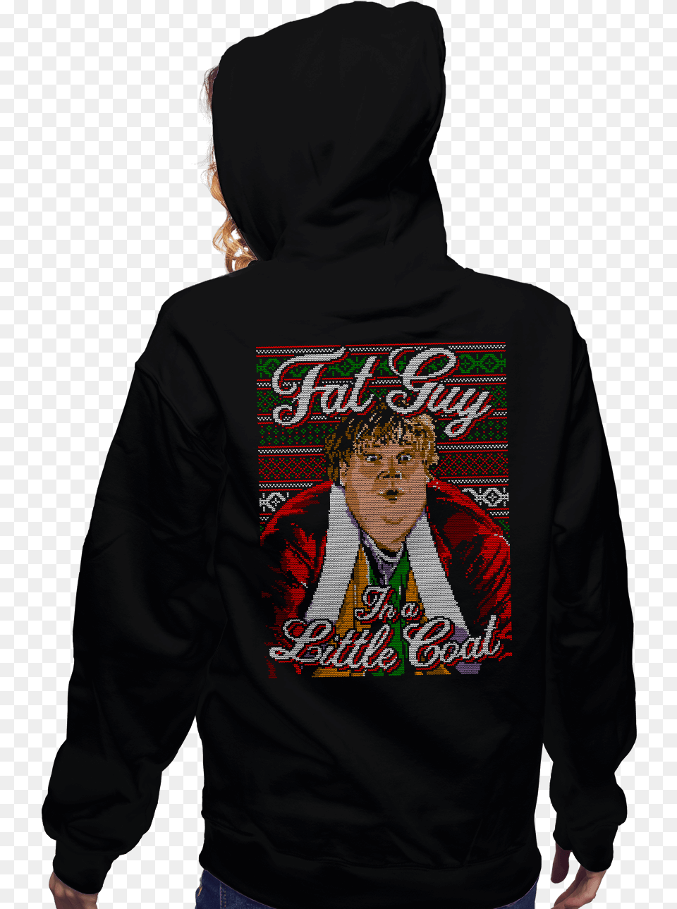 Fat Guy Chris Farley Christmas Sweater, Clothing, Hood, Hoodie, Knitwear Png