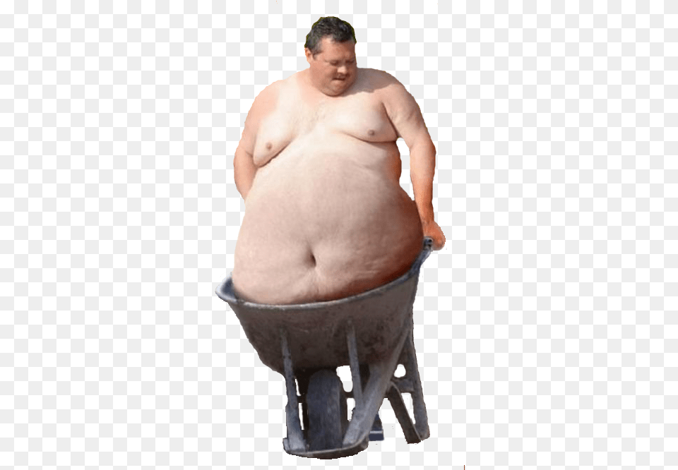 Fat Guy In Wheelbarrow, Back, Body Part, Person, Adult Free Png Download