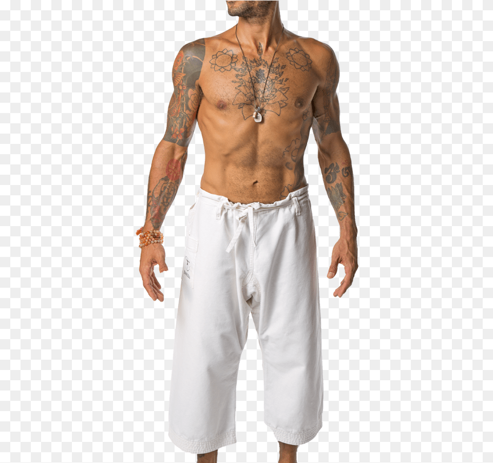 Fat Guy In Yoga Pants Barechested, Person, Skin, Tattoo, Accessories Png Image