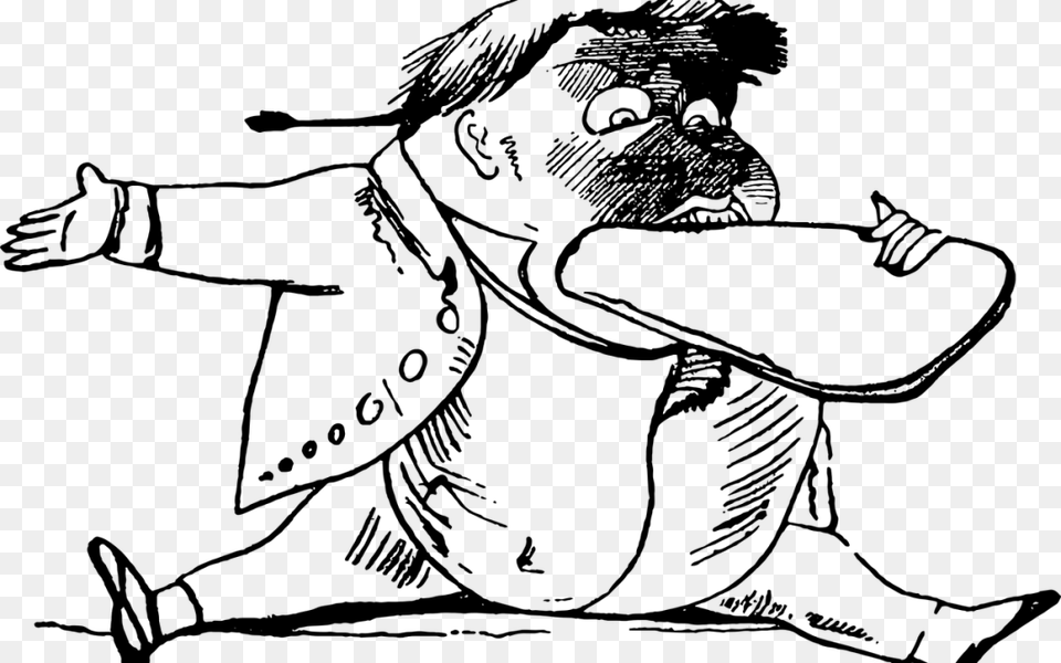 Fat Man Cartoon, Gray Png