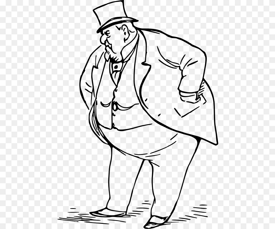 Fat Man Fat Man In Suit Cartoon, Gray Png