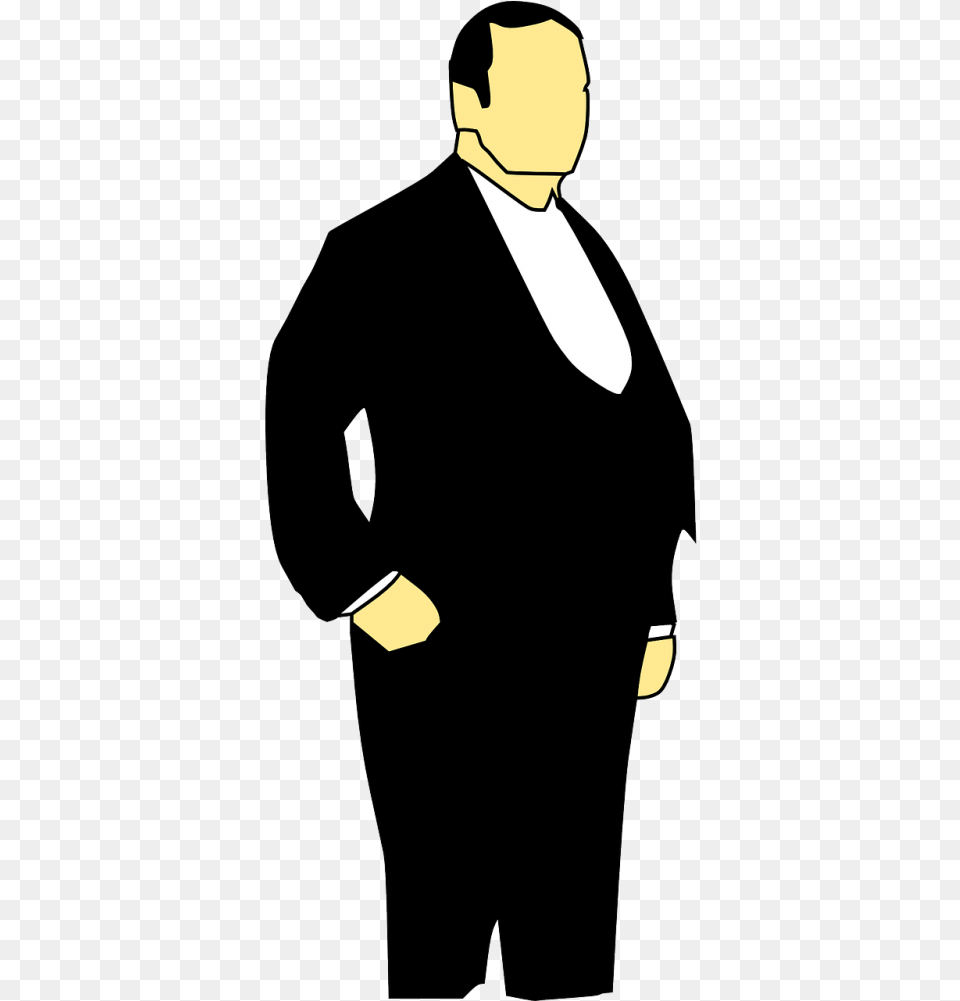 Fat Man In Suit Cartoon Clipart Man In A Tuxedo Clipart, Clothing, Formal Wear, Person, Male Free Png Download