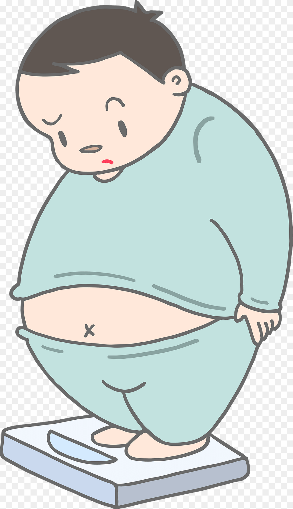 Fat Man Is Weighing Himself On A Scale Clipart, Baby, Face, Head, Person Png Image