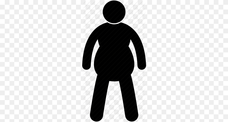 Fat Man Obese Person Size Unhealthy Weight Icon, Silhouette Png Image