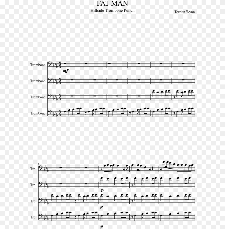 Fat Man Trombone Sheet Music, Gray Free Png Download