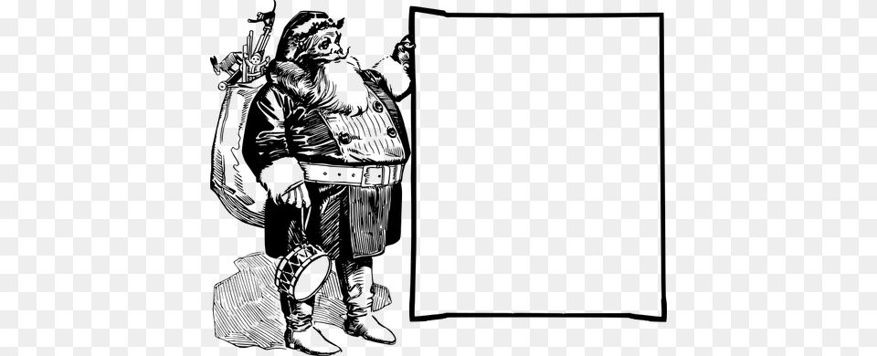Fat Santa With A Frame Vector, Gray Free Png