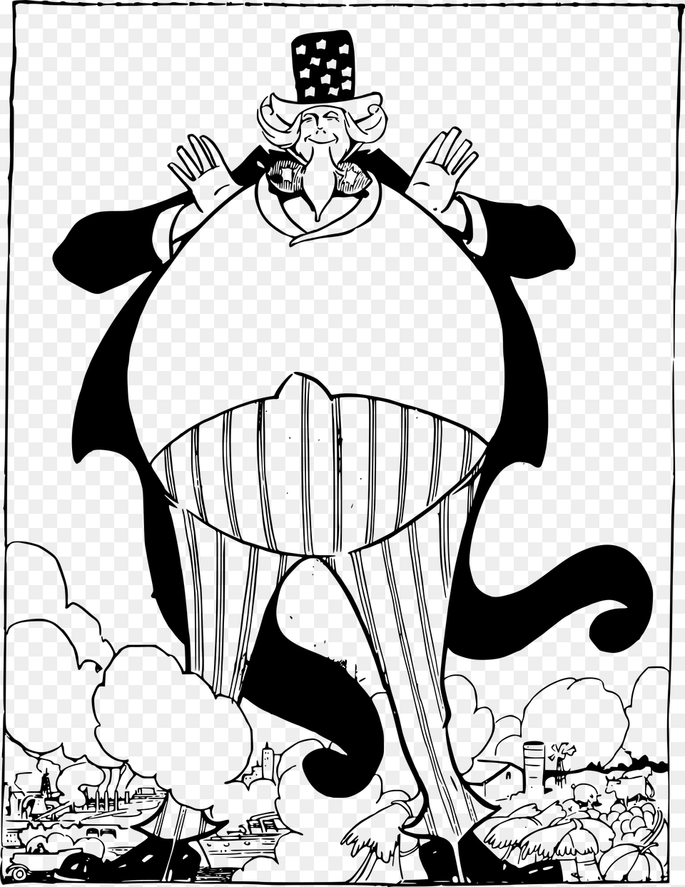 Fat Uncle Sam Clip Arts Cartoon Rich Fat Guy, Gray Free Png Download