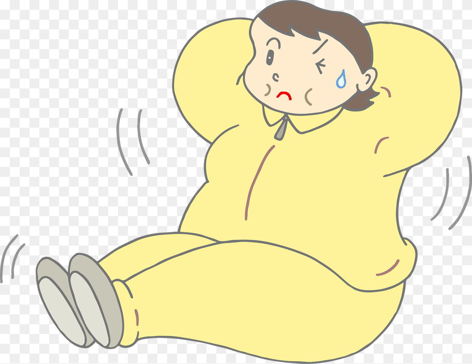 Fat Woman Is Doing Abdominal Muscle Exercises Clipart, Cartoon, Face, Head, Person Png Image