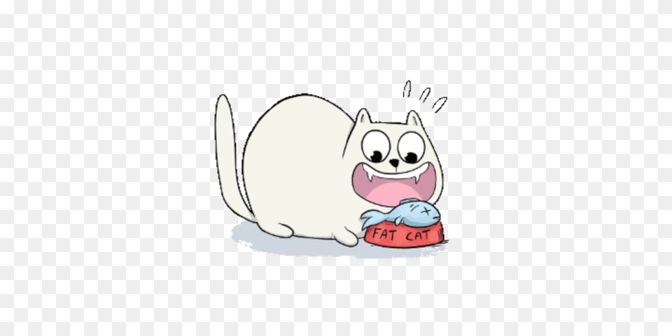 Fatcat Eating, Cartoon, Animal, Cat, Mammal Png Image