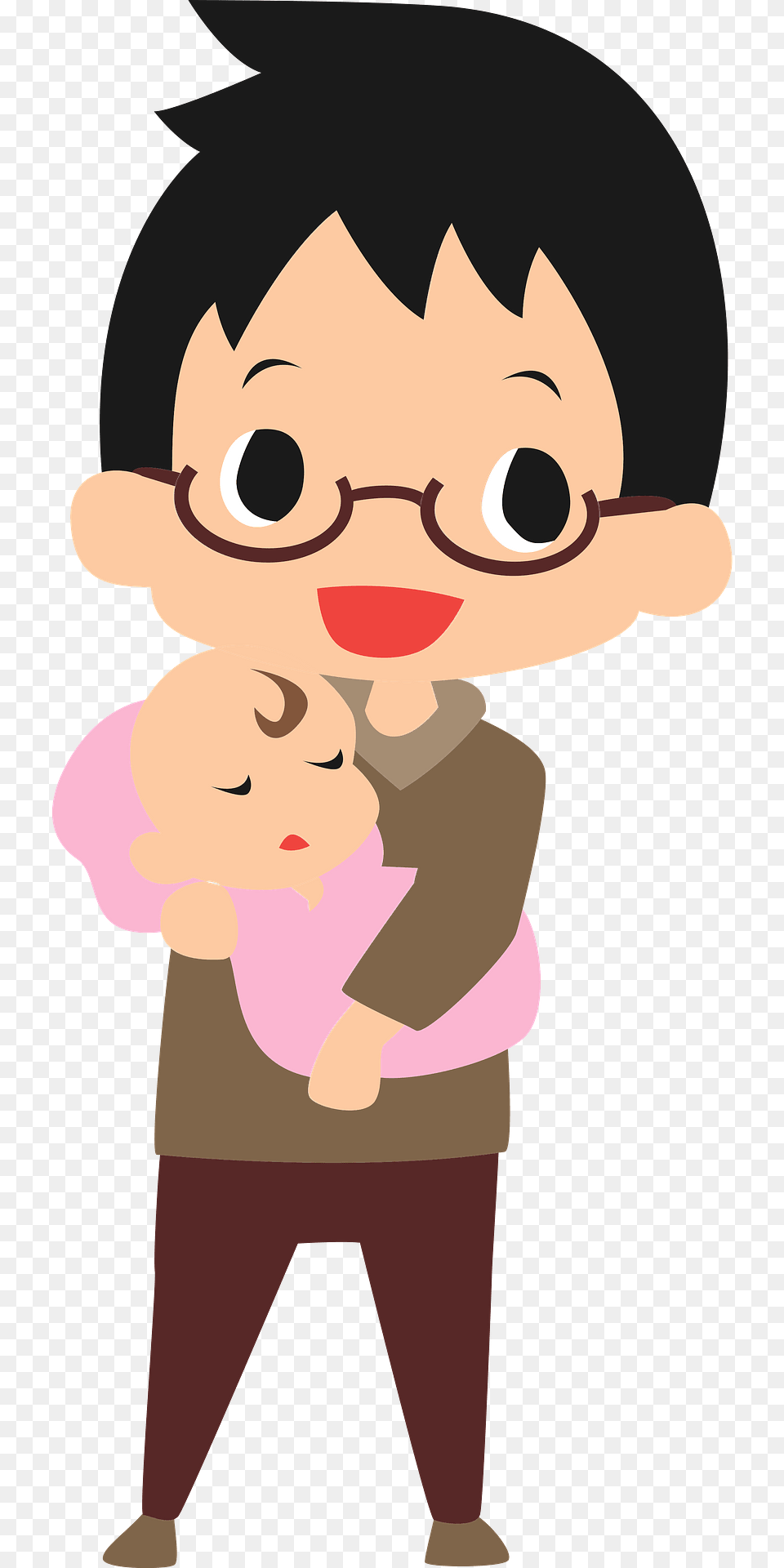 Father And Baby Clipart, Cartoon, Person, Face, Head Free Png Download