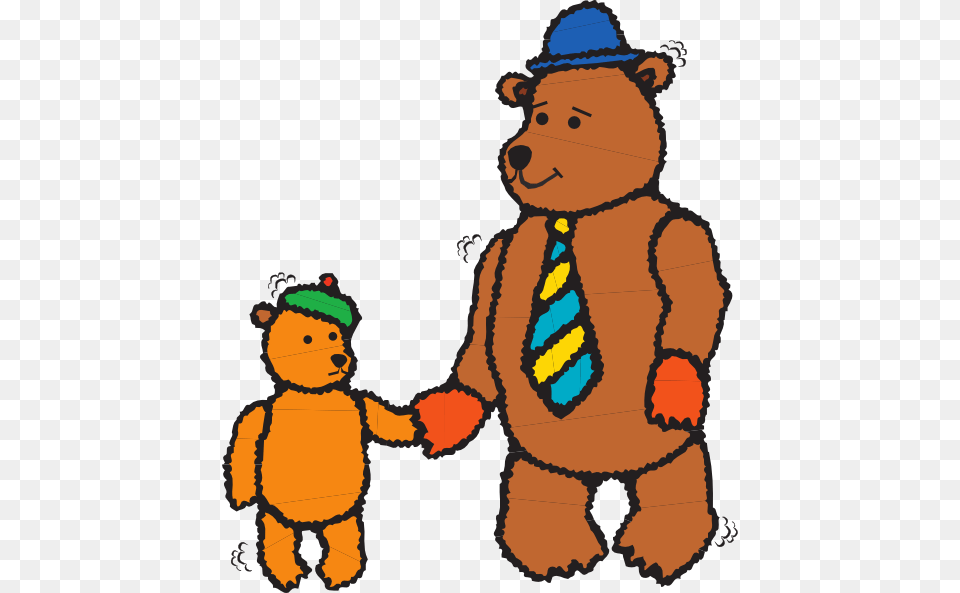 Father And Child Bear Walking Clip Art, Accessories, Tie, Formal Wear, Baby Free Png