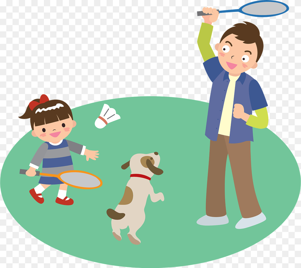 Father And Daughter Are Playing Badminton Clipart, Boy, Person, Child, Male Free Png
