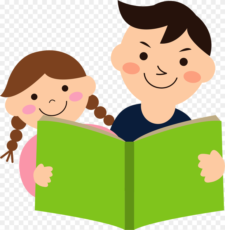 Father And Daughter Are Reading A Book Clipart, Person, Publication, Baby, Face Free Png Download