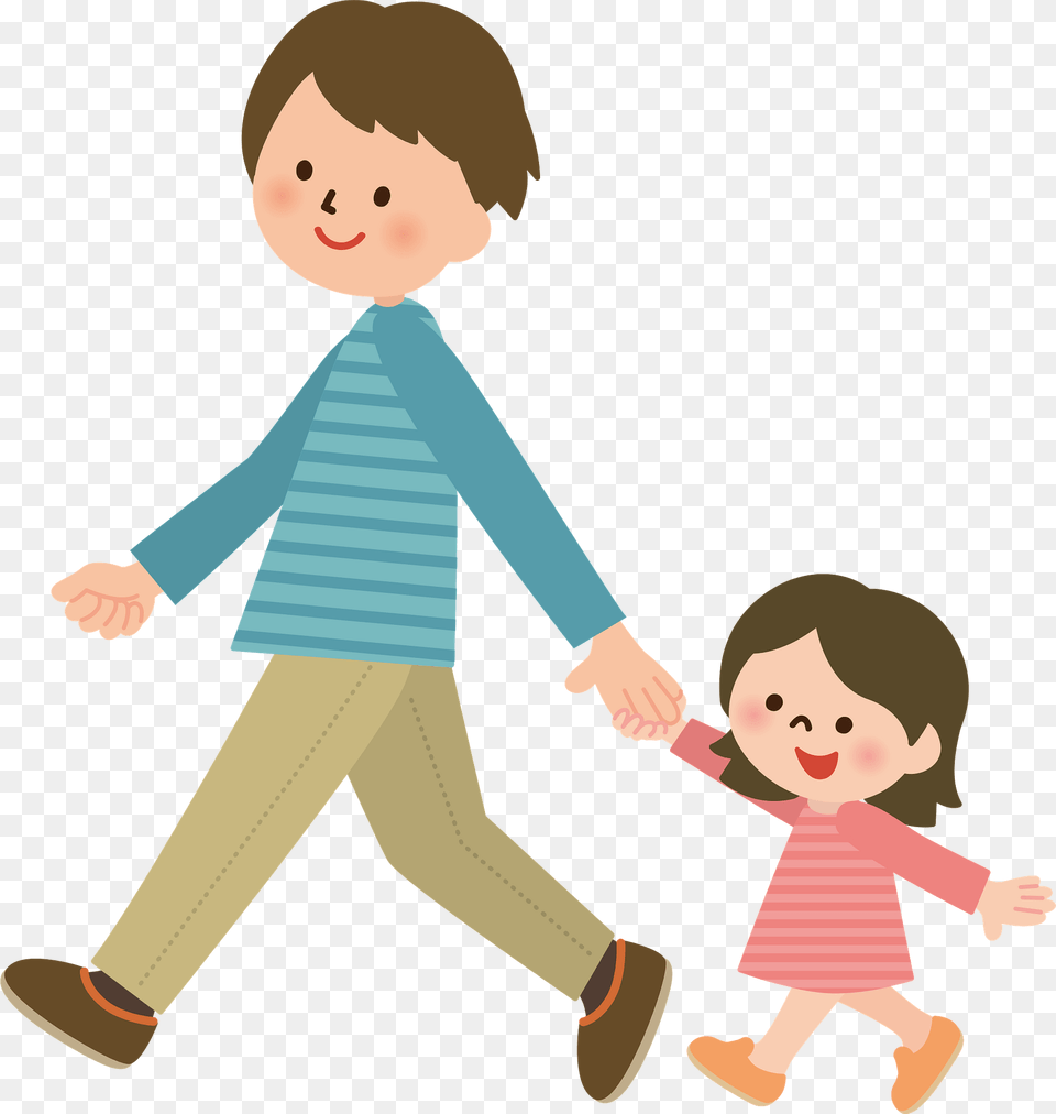 Father And Daughter Are Walking Clipart, Sleeve, Person, Long Sleeve, Clothing Free Png