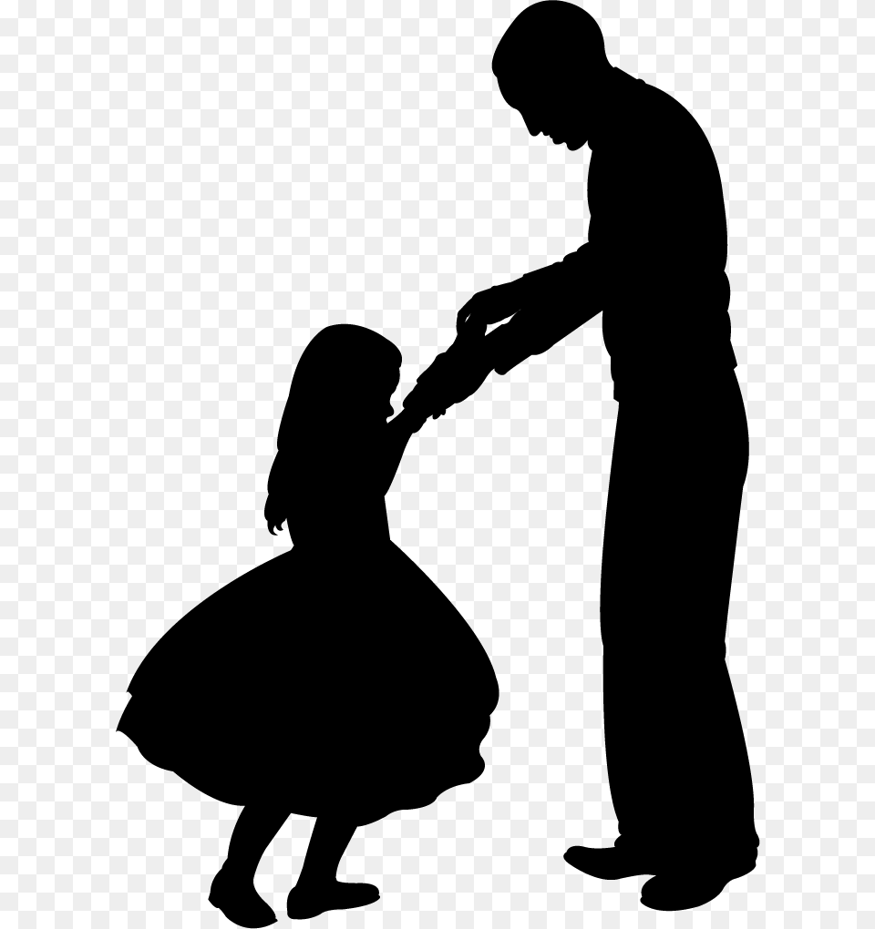 Father And Daughter Dancing Black Silhouette, Adult, Female, Leisure Activities, Male Free Png Download