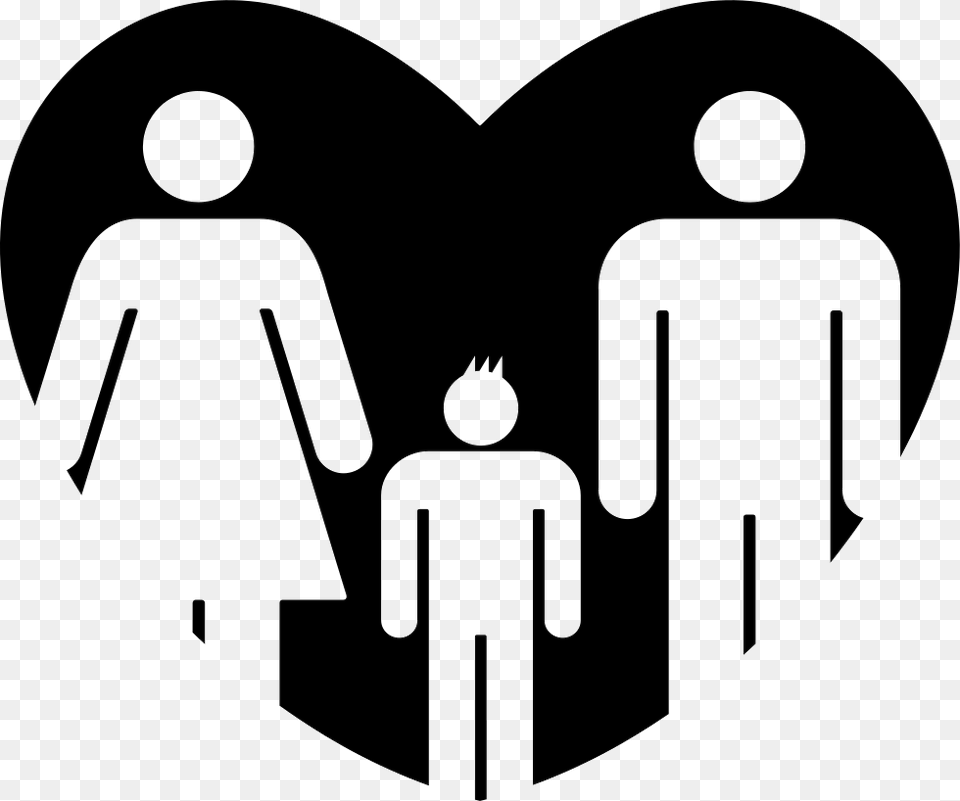 Father And Mother With Their Son In A Heart Symbol, Stencil, Logo Free Png Download