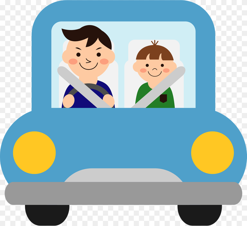 Father And Son Are Driving In A Car Clipart, Baby, Person, Face, Head Png