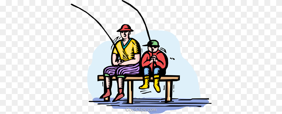 Father And Son Fishing From Dock Royalty Vector Clip Art, Water, Angler, Person, Outdoors Free Transparent Png