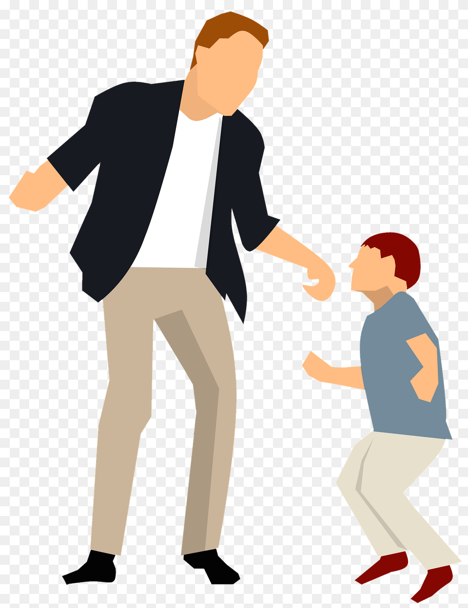 Father And Son Having Fun Clipart, Clothing, Suit, Formal Wear, Pants Png Image