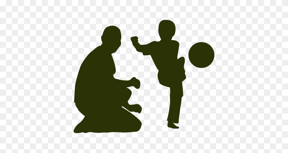 Father And Son Playing Football, Person, Kneeling, Head Free Png