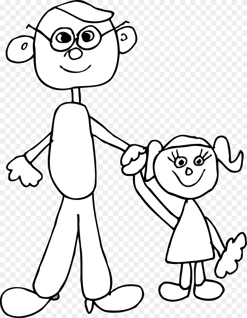 Father Black And White Clipart Daughter And Father Cartoon, Baby, Person, Face, Head Free Png