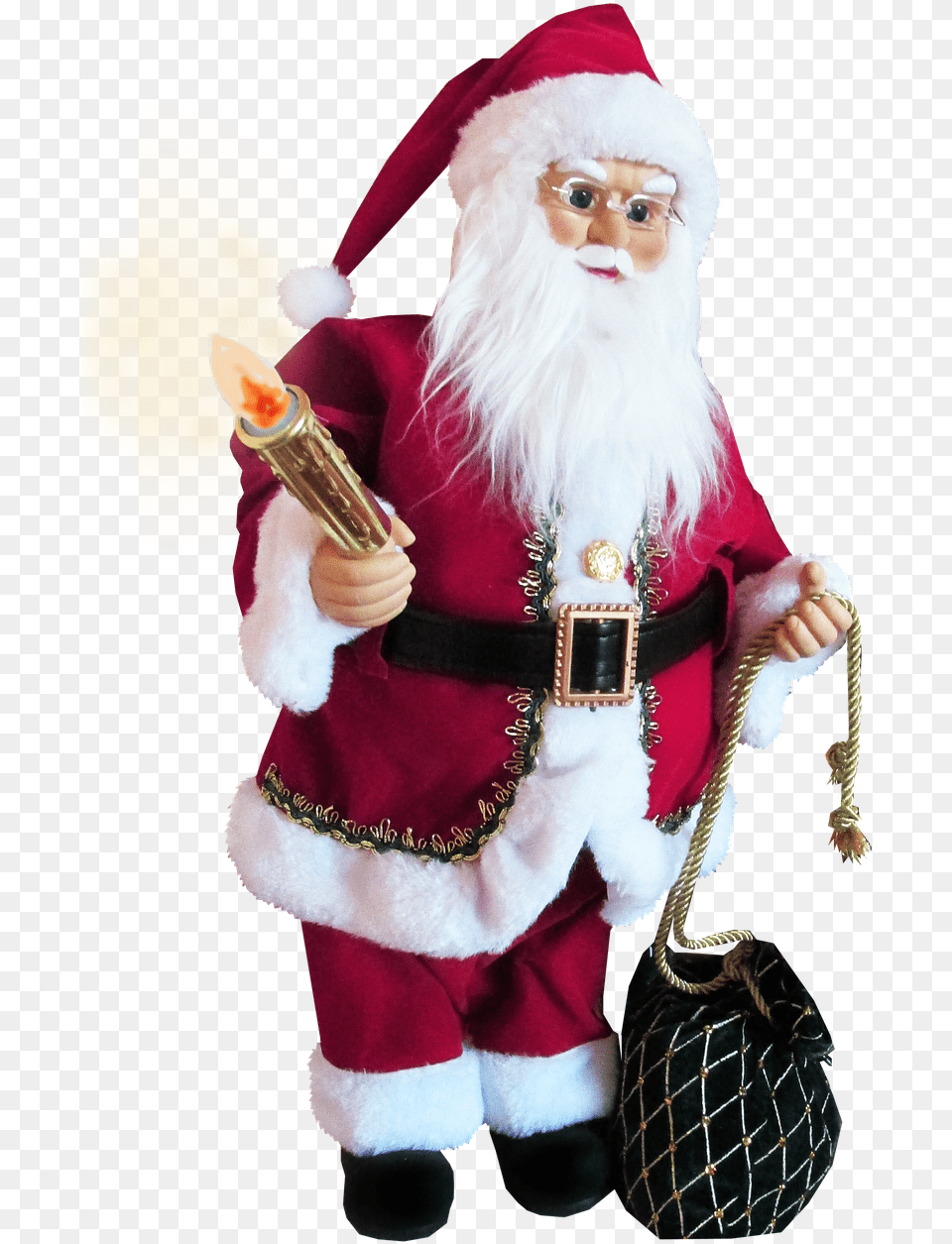 Father Christmas Holding Candle Decoration Bougie Pre Noel Person, Accessories, Bag, Handbag Free Transparent Png