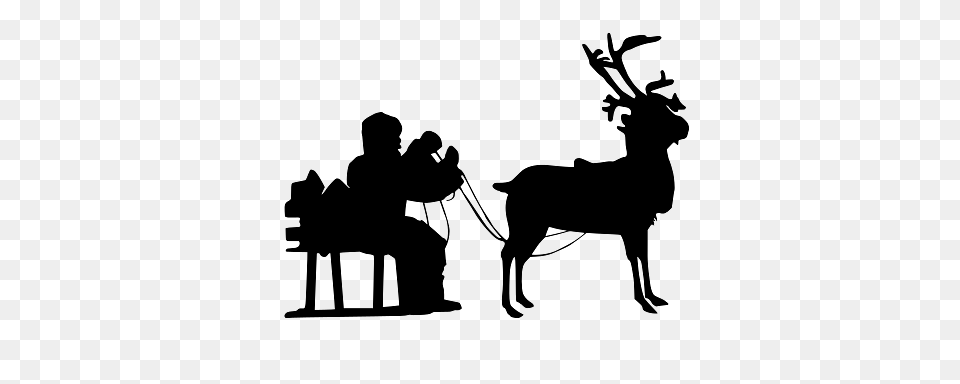 Father Christmas On Sleigh, Silhouette, Adult, Person, Man Png