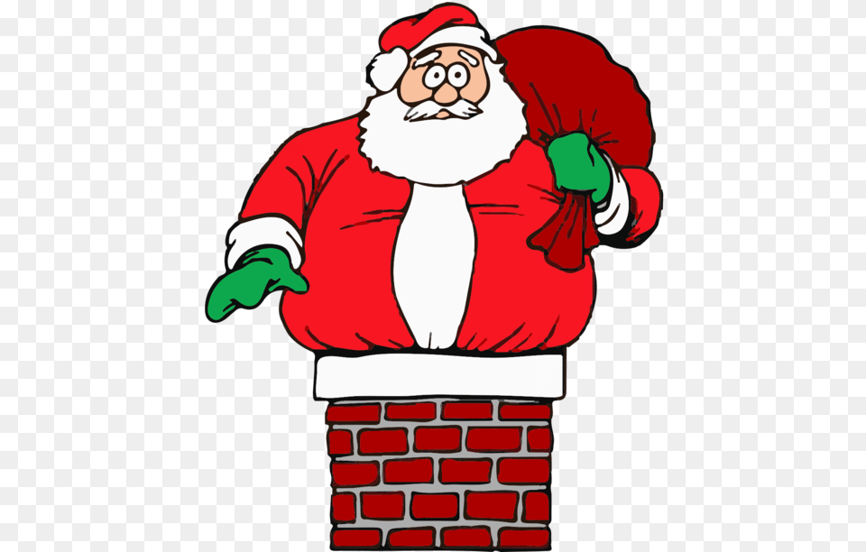 Father Christmas Stuck In Chimney Clipart Download Santa Stuck In Chimney Clipart, Brick, Baby, Person, Elf Free Png