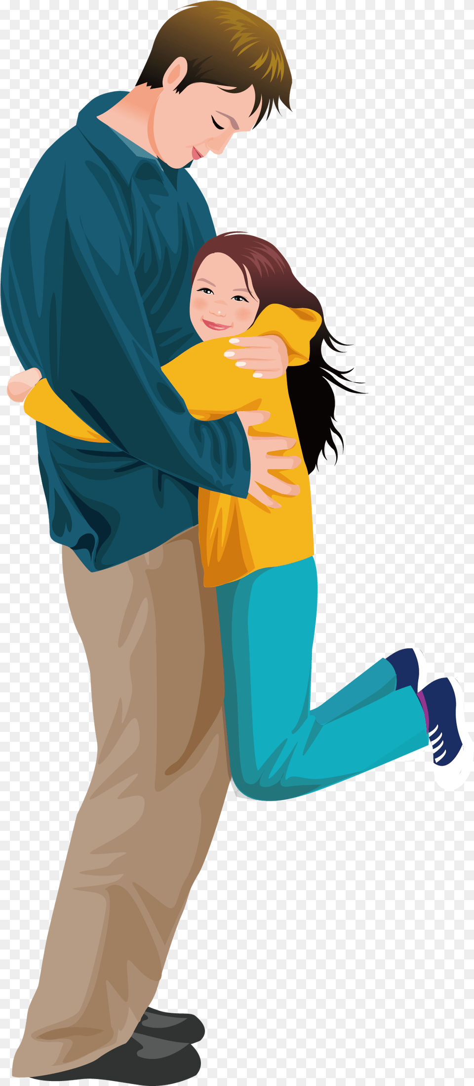 Father Daughter Hug Girl Illustration, Adult, Male, Man, Person Free Transparent Png