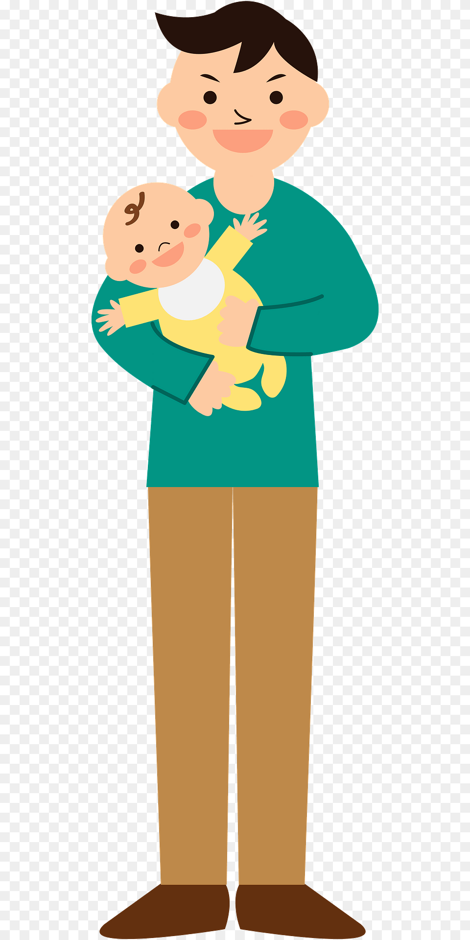 Father Is Holding A Baby Clipart, People, Person, Clothing, Pants Png Image