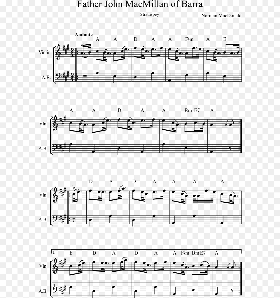 Father John Macmillan Of Barra Sheet Music Composed, Gray Png