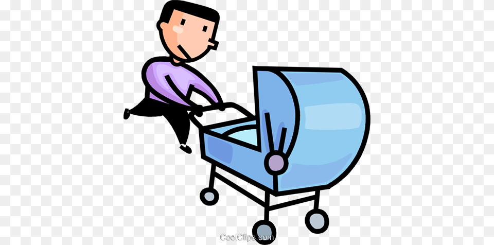Father Pushing A Stroller Royalty Vector Clip Art, Furniture, Tool, Plant, Lawn Mower Free Transparent Png