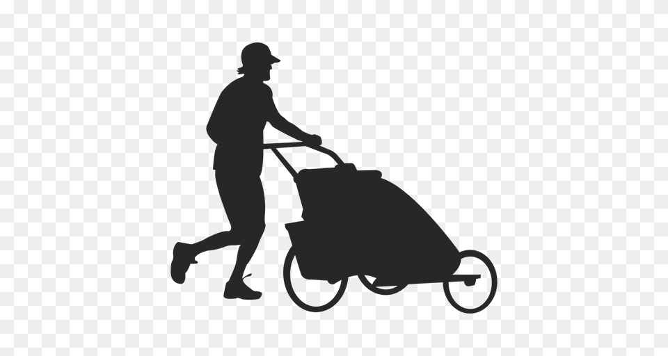 Father Pushing Child Carriage, Grass, Plant, Adult, Male Png