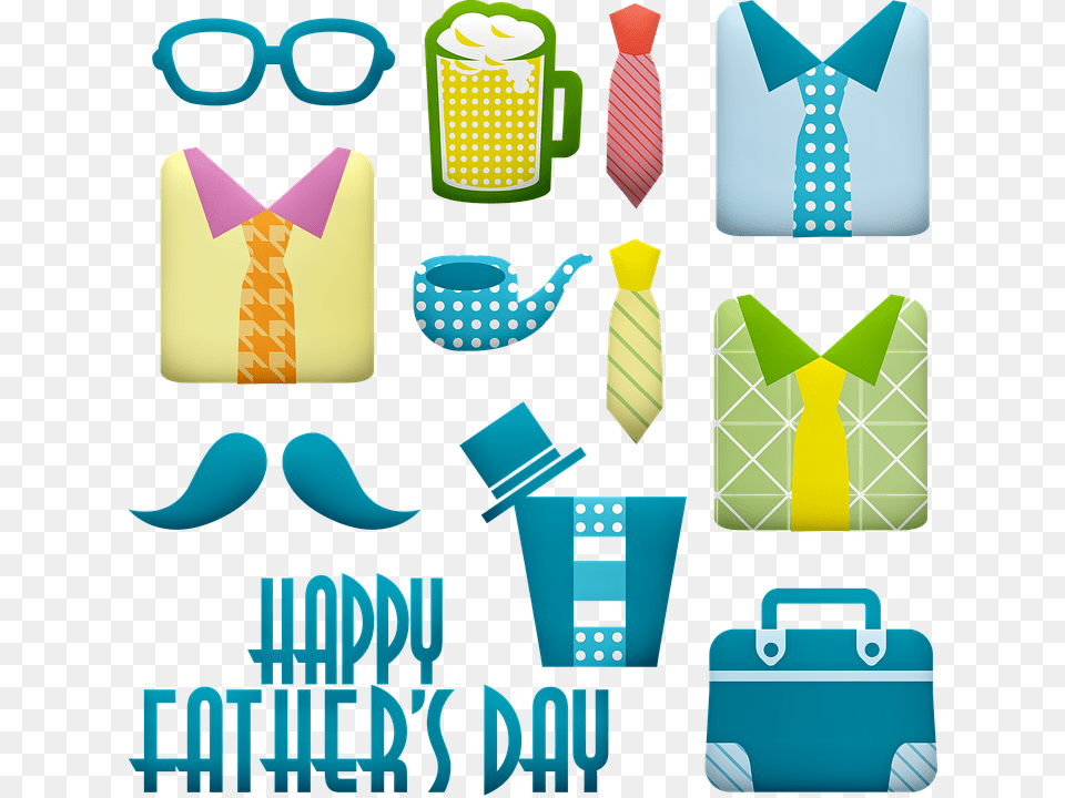 Father S Day Shirts Tie Beer Briefcase Glasses Corbatas Dia Del Padre, Accessories, Formal Wear, Necktie, Bag Png Image