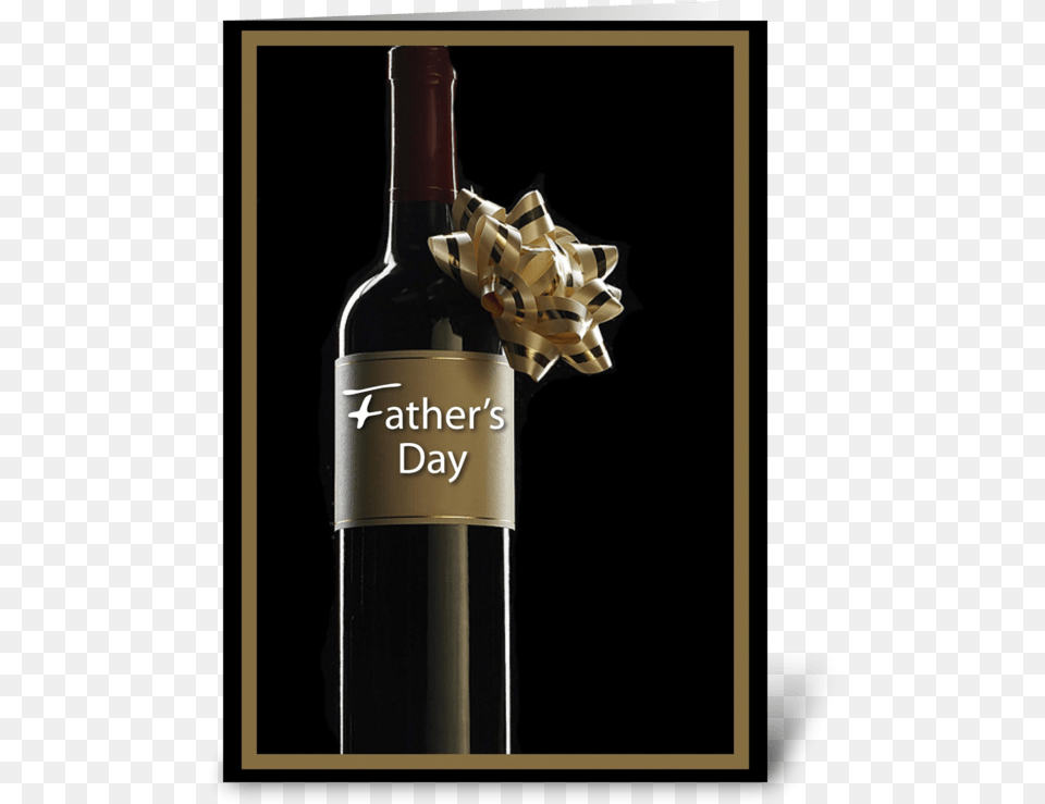 Father S Day Wine Bottle Gold And Black Greeting Card, Alcohol, Beverage, Liquor, Wine Bottle Png Image