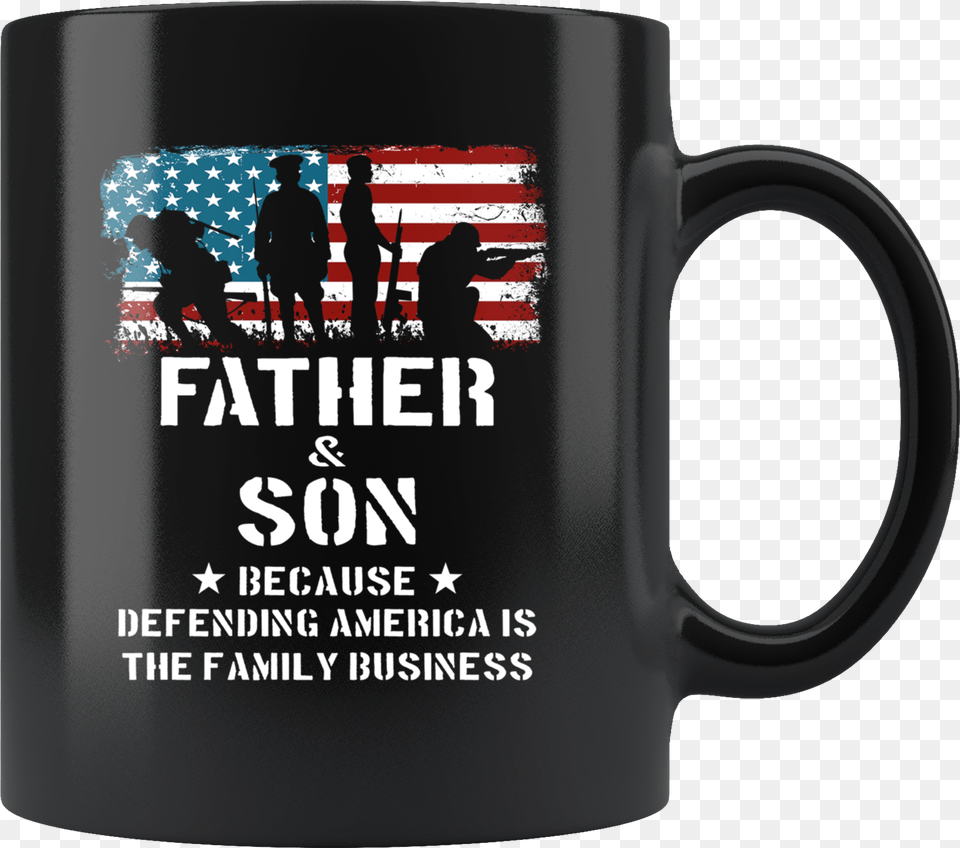 Father Son Defending America Military Family Business Mug, Cup, Person, Adult, Male Png Image