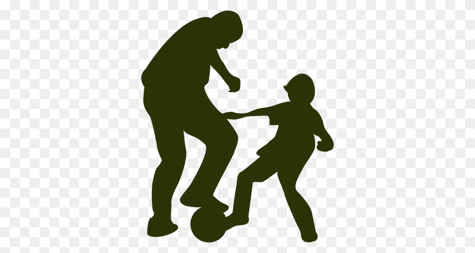 Father Son Playing Football Silhouette, Person, People, Head Png Image