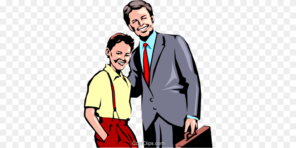Father Son Royalty Free Vector Clip Art Illustration, Formal Wear, Suit, Bag, Clothing Png Image