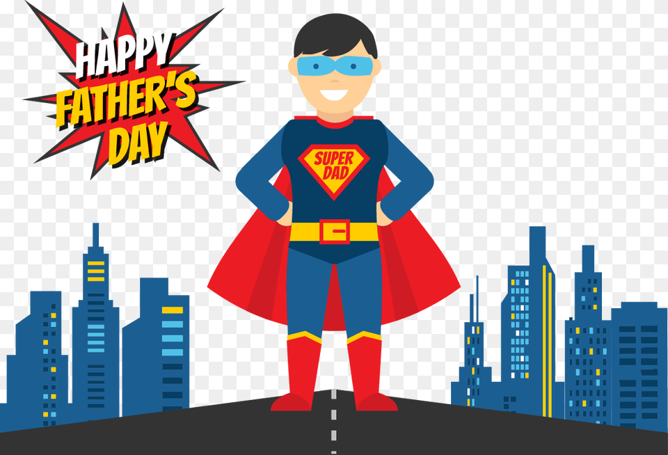 Father Superhero Illustration Happy Fathers Day Superhero, Publication, Comics, Clothing, Cape Png Image
