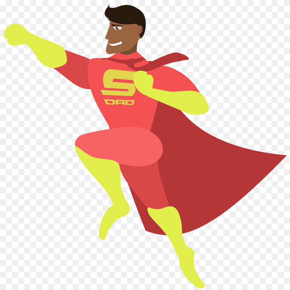 Father Superman Clipart, Dancing, Leisure Activities, Person, Cape Png