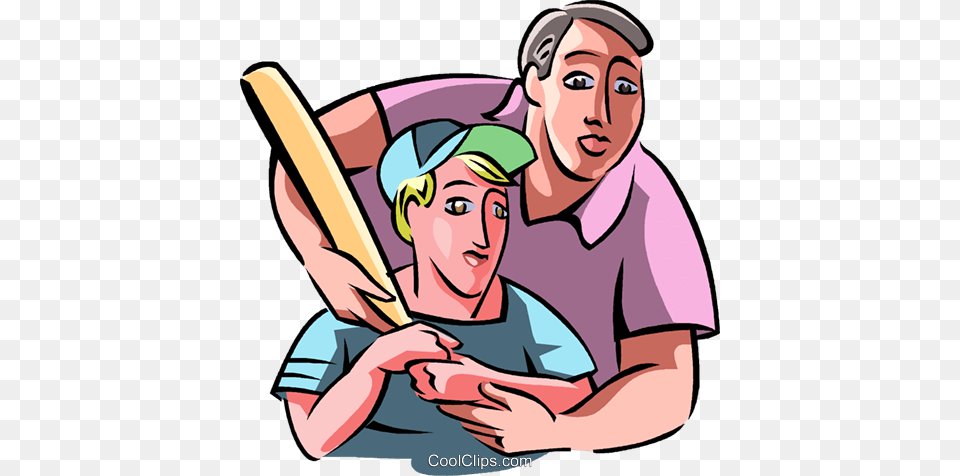 Father Teaching His Son To Play Baseball Royalty Vector Clip, Person, People, Hat, Baseball Cap Free Transparent Png