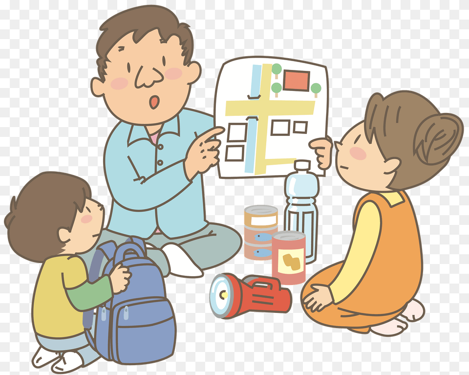 Father Teaching Kids Emergency Preparedness Clipart, Baby, Person, Face, Head Png Image